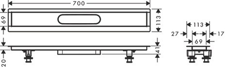 Hansgrohe uBox universal Installationsset 700 mm für befliesbare Duschrinnen