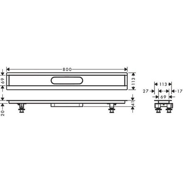 Hansgrohe uBox universal Installationsset 800 mm für befliesbare Duschrinnen