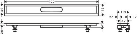 Hansgrohe uBox universal Installationsset 900 mm für befliesbare Duschrinnen