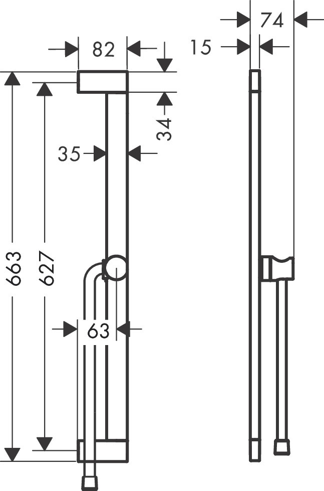 Hansgrohe Unica Brausestange E Puro 65 cm mit Easy Slide Handbrausehalter und Isiflex Brauseschlauch 160 cm Mattweiß