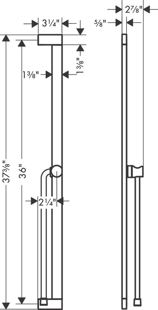 Hansgrohe Unica Brausestange E Puro 90 cm mit Easy Slide Handbrausehalter und Isiflex Brauseschlauch 160 cm Mattweiß