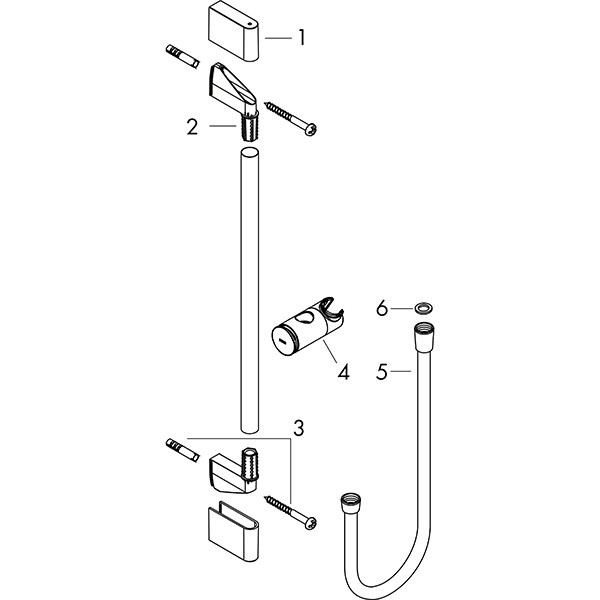 Hansgrohe Unica Brausestange Pulsify S 65 cm mit Push Handbrausehalter und Isiflex Brauseschlauch 160 cm Mattschwarz
