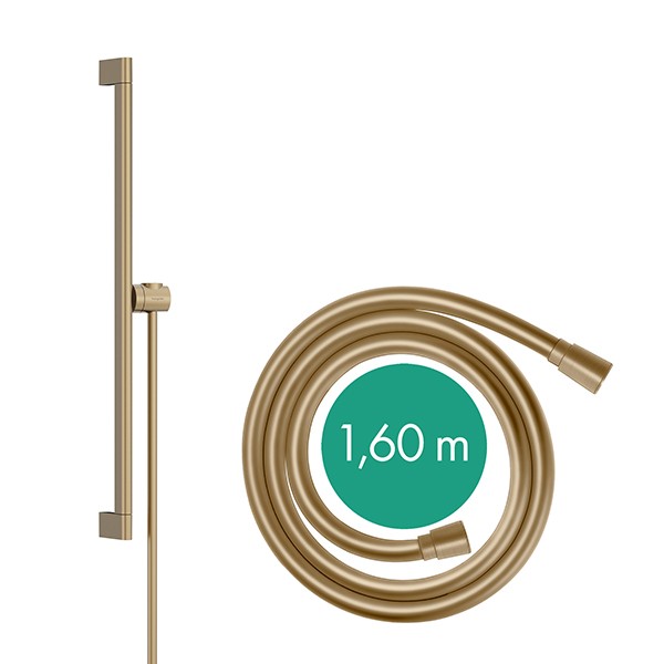 Hansgrohe Unica Brausestange S Puro 65 cm mit Easy Slide Handbrausehalter und Isiflex Brauseschlauch 160 cm Brushed Bronze