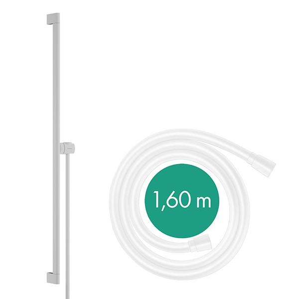 Hansgrohe Unica Brausestange S Puro 90 cm mit Easy Slide Handbrausehalter und Isiflex Brauseschlauch 160 cm Mattweiß