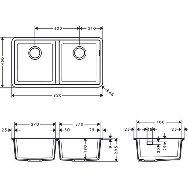 Hansgrohe Unterbauspüle 370x370 S510-U770 SG
