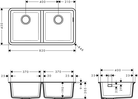 Hansgrohe Unterbauspüle 370x370 S510-U770 SG
