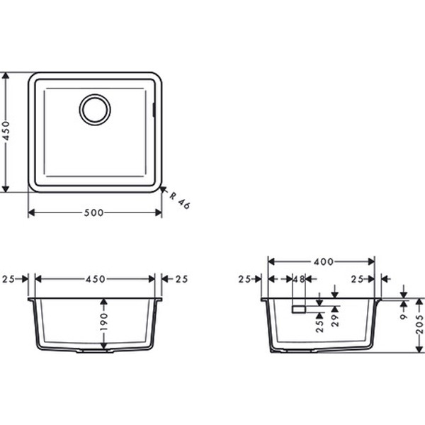 Hansgrohe Unterbauspüle 450 S510-U450 BG