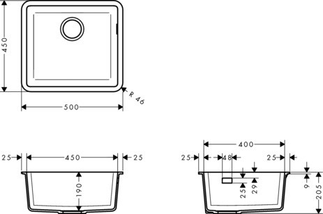 Hansgrohe Unterbauspüle 450 S510-U450 BG