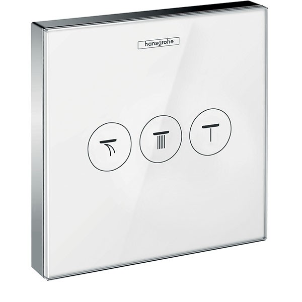 Hansgrohe Ventil, Unterputz ShowerSelect Glas, 3 Verbraucher, weiss/chrom
