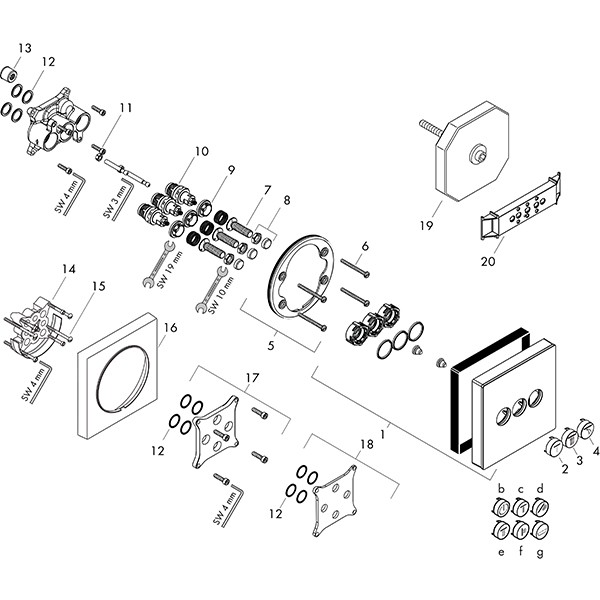 Hansgrohe Ventil, Unterputz ShowerSelect Glas, 3 Verbraucher, weiss/chrom