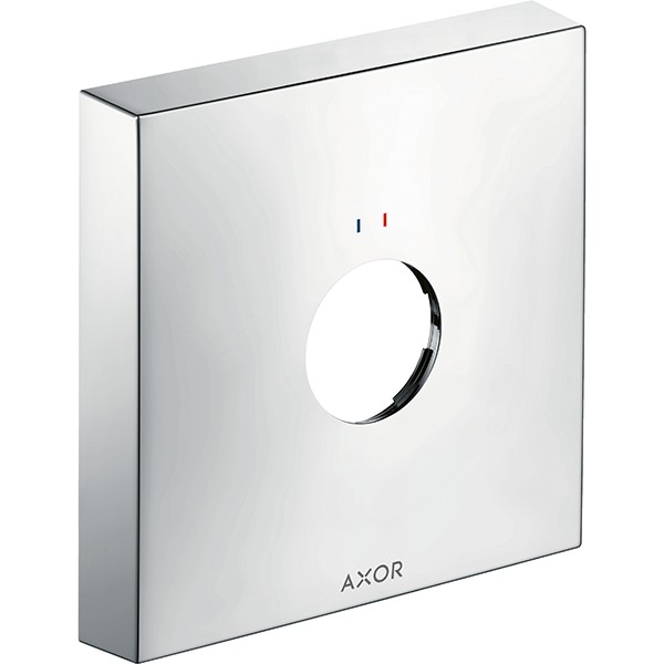 Hansgrohe Verlängerungsrosette eckig rot/blau 1-Loch chrom