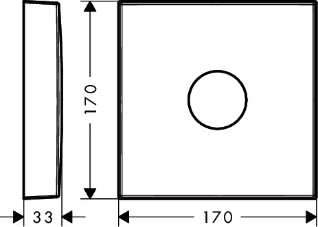 Hansgrohe Verlängerungsrosette eckig rot/blau 1-Loch chrom