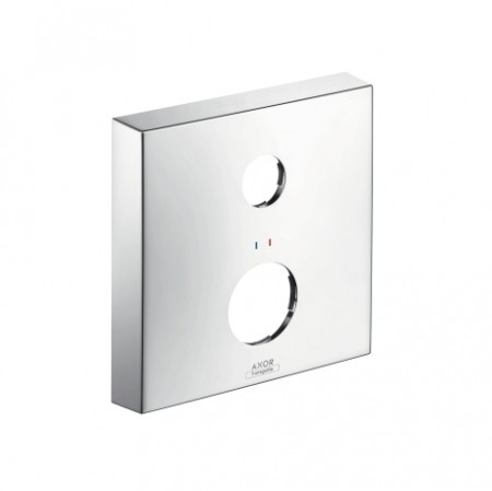 Hansgrohe Verlängerungsrosette eckig rot/blau 2-Loch chrom