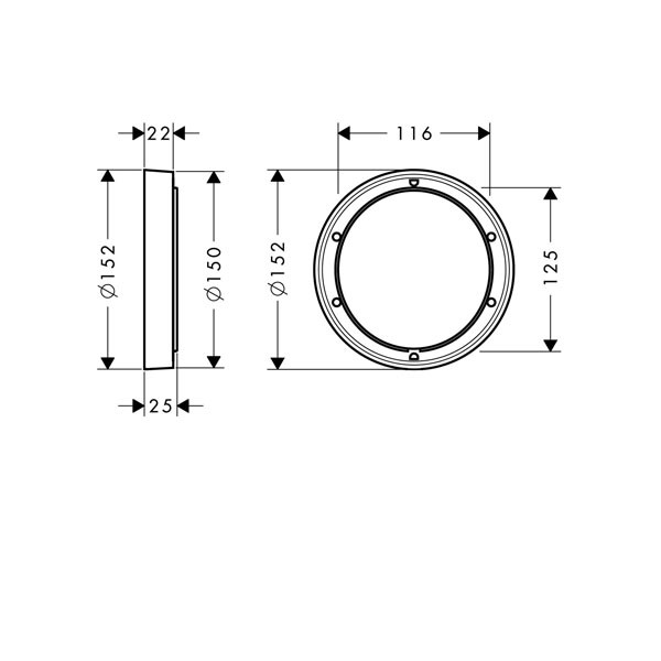 HG Verlängerungsrosette für iBox universal d:150mm chrom