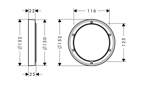 HG Verlängerungsrosette für iBox universal d:150mm chrom