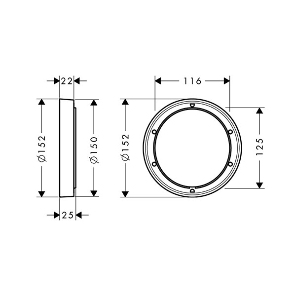 HG Verlängerungsrosette für iBox universal d:150mm mattweiss