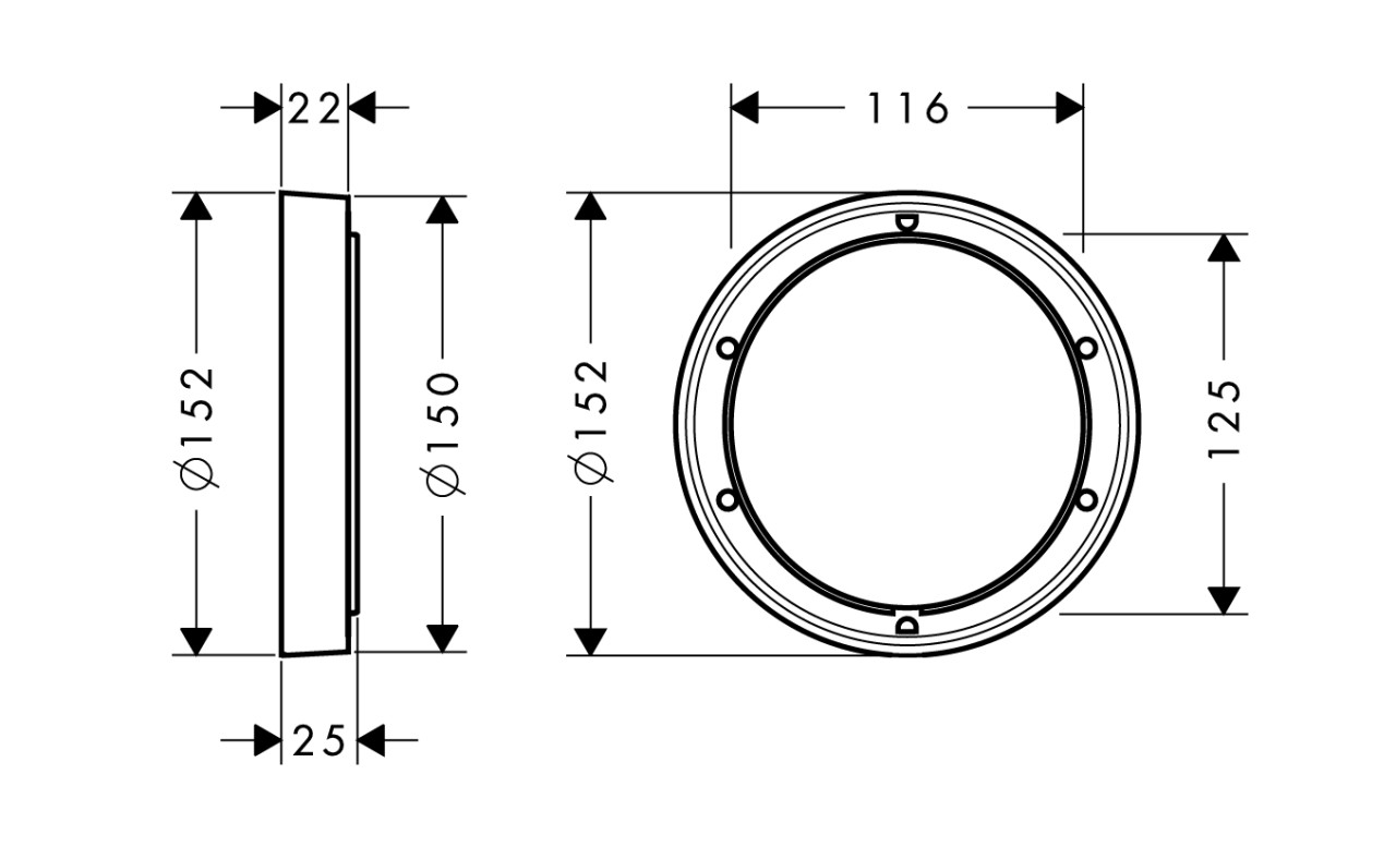HG Verlängerungsrosette für iBox universal d:150mm mattweiss