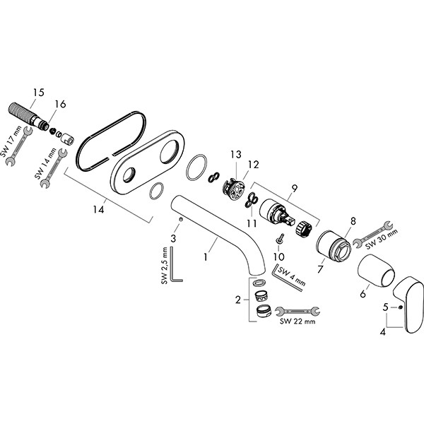 Hansgrohe 2-Loch Waschtischmischer Unterputz Vernis Blend F-Set chrom