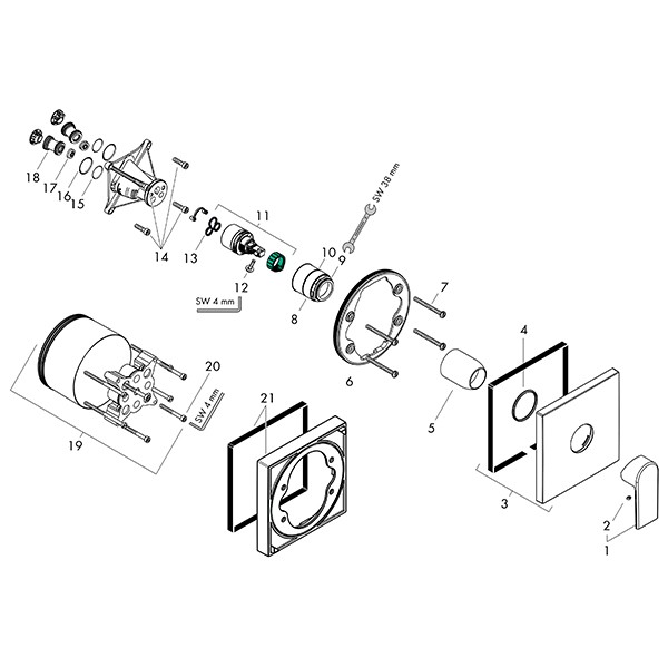 Hansgrohe Brausenmischer Unterputz Vernis Shape Fertigset mattschwarz