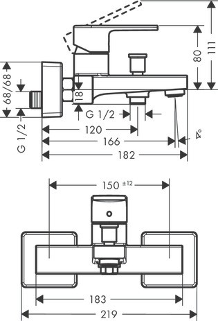 HG Wannenmischer Aufputz Vernis Shape chrom