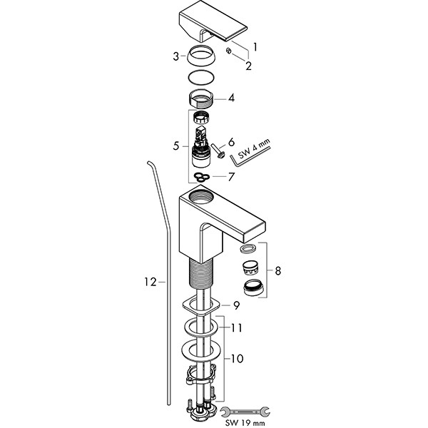 HG Waschtischmischer 100 Vernis Shape mattschwarz