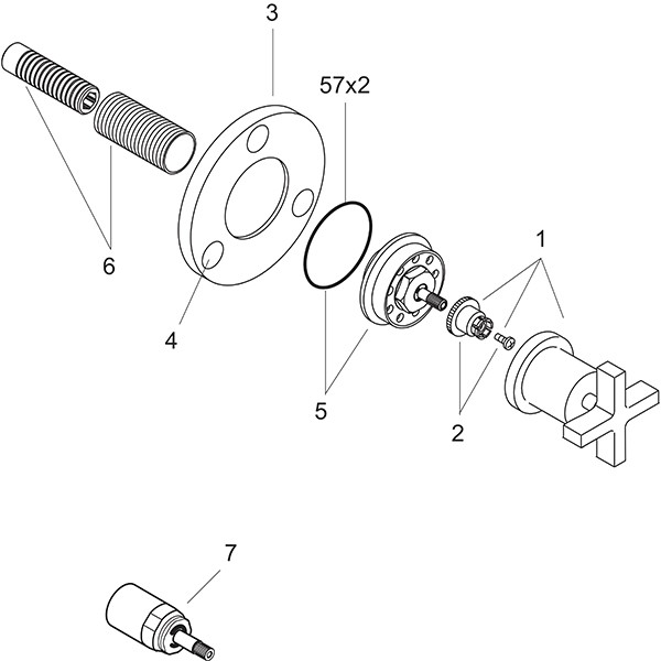 Hansgrohe Vierwegeumstellung Axor Citterio F-Set Quattro/Trio chrom mit Kreuzgriff