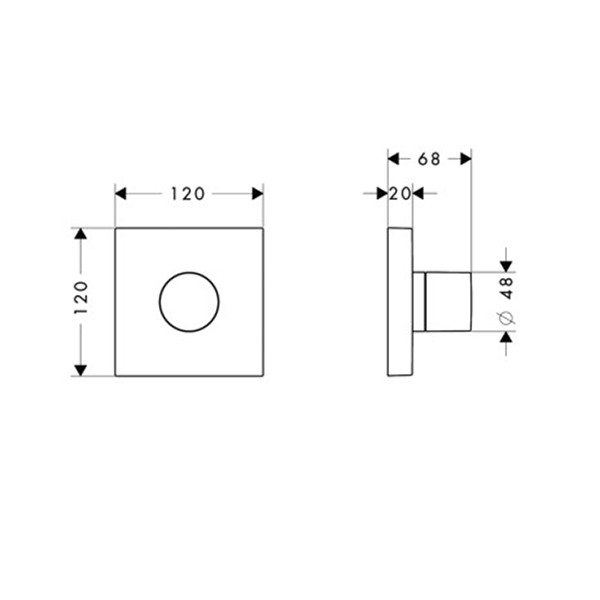 Hansgrohe Vierwegeumstellung Unterputz AXOR Starck Trio/Quattro F-Set eckig chrom