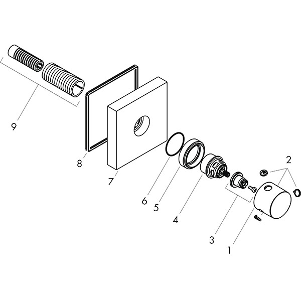 Hansgrohe Vierwegeumstellung Unterputz AXOR Starck Trio/Quattro F-Set eckig chrom
