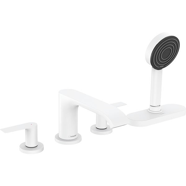 Hansgrohe 4-Loch Wannenarmatur Vivenis F-SetWannenrandmontage mit sBox mattweiss