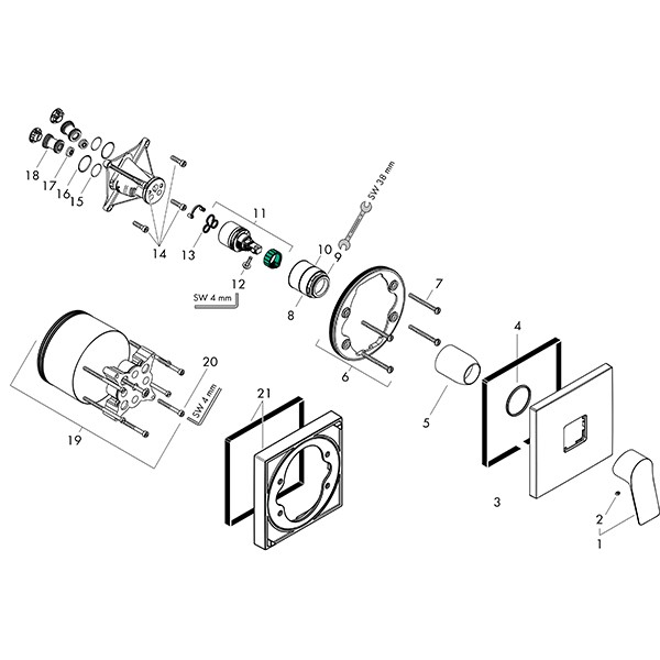 Hansgrohe Brausenmischer Unterputz Vivenis Fertigset chrom
