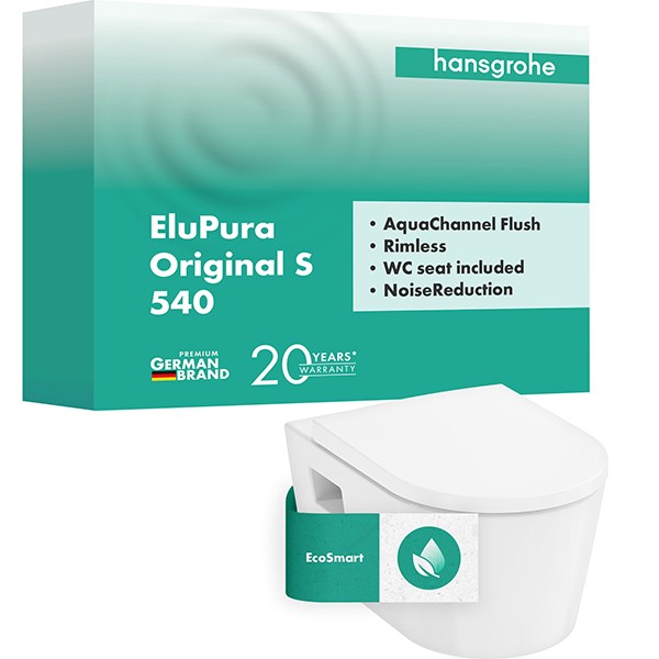 Hansgrohe Wand WC Set EluPura Or.S 540 mm ACF mit WC Sitz weiß