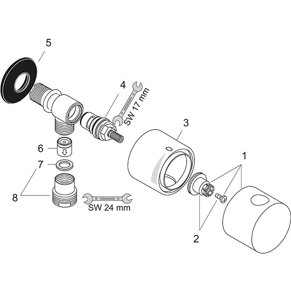 Hansgrohe Wandabsperrventil AXOR Uno Fixfit Stop chrom mit Schlauchanschluß