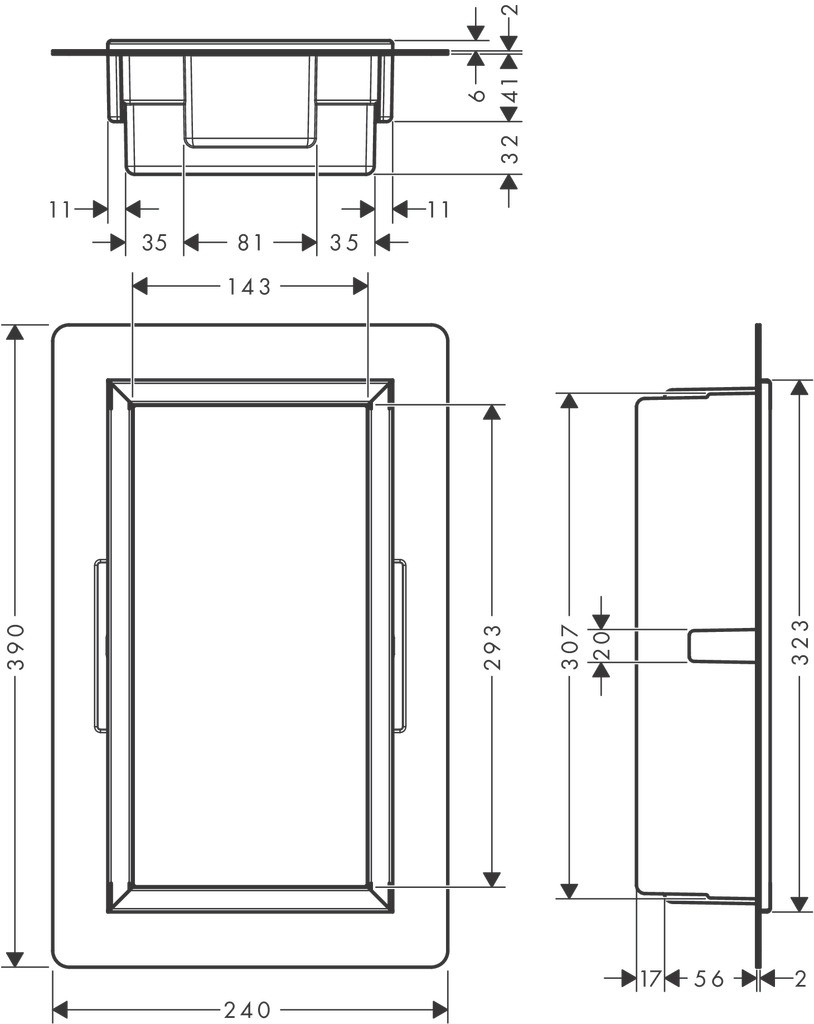 Hansgrohe Wandnische XtraStoris Original m.Rahmen 300x150x70mm MSW