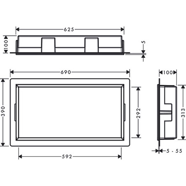 Hansgrohe Wandnische XtraStoris Original mit Rahmen 300x600x100 mm BG