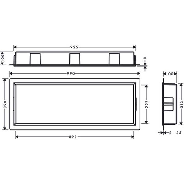 Hansgrohe Wandnische XtraStoris Original mit Rahmen 300x900x100 mm BG