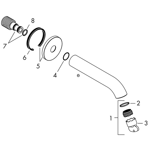 Hansgrohe Wanneneinlauf Axor Uno gebogen BN  