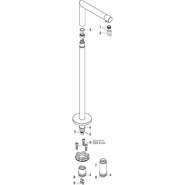 Hansgrohe Wanneneinlauf Axor Uno zur Bodenmontage chrom