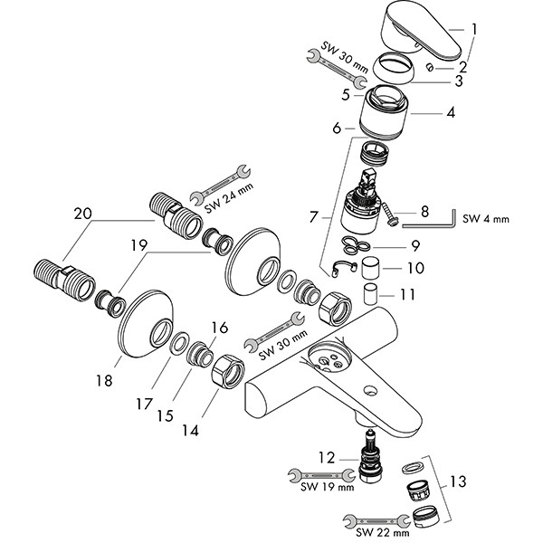 Hansgrohe Wannenmischer AP Focus chrom 