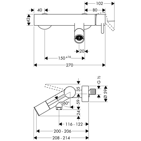 Hansgrohe Wannenmischer Aufputz AXOR Starck DN15 chrom