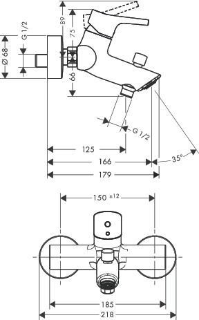 Hansgrohe Wannenmischer Aufputz Talis S chrom  