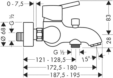 Hansgrohe Wannenmischer Aufputz Talis S DN15 chrom