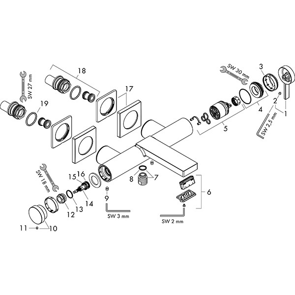 Hansgrohe Wannenmischer Aufputz Tecturis E chrom