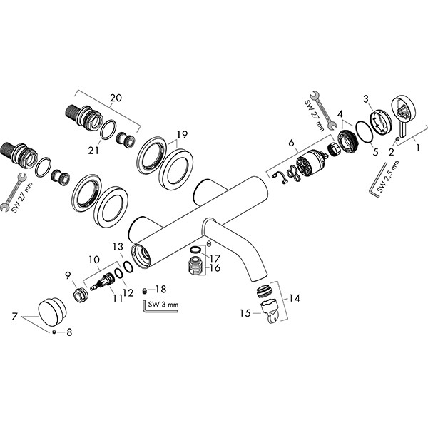 Hansgrohe Wannenmischer Aufputz Tecturis S Matt White