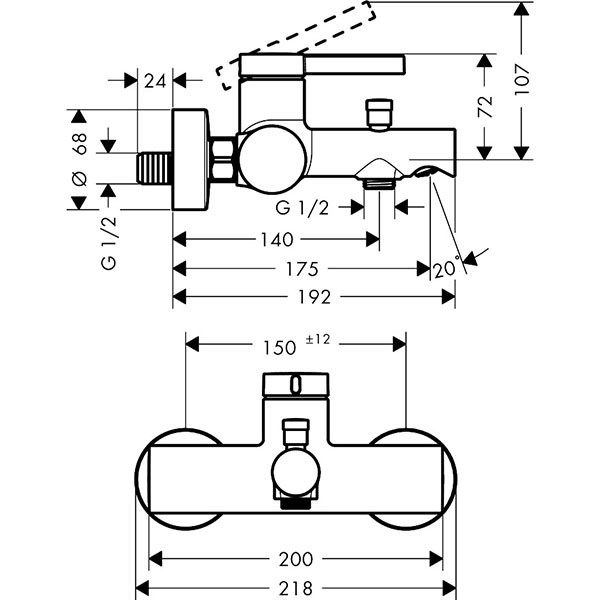 Hansgrohe Wannenmischer Aufputz Zesis S  chrom