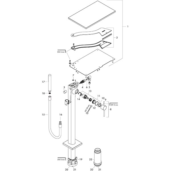 Hansgrohe Wannenmischer AXOR Massaud Fertigset chrom zur Bodenmontage