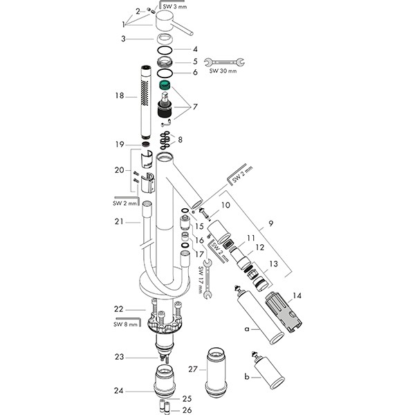 Hansgrohe Wannenmischer AXOR Starck Fertigset zur Bodenmontage chrom