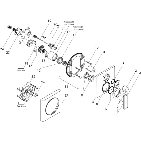 Hansgrohe Wannenmischer Unterputz AXOR Citterio Fertigset chrom