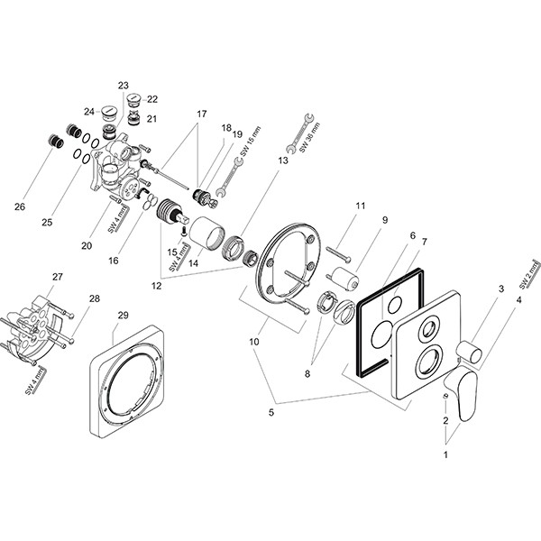 Hansgrohe Wannenmischer Unterputz Axor Citterio M F-Set m.Sicherungskombi.chrom
