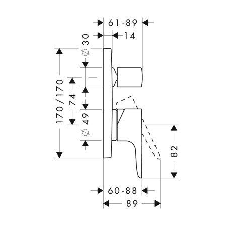 Hansgrohe Wannenmischer Unterputz Axor Citterio M F-Set m.Sicherungskombi.chrom
