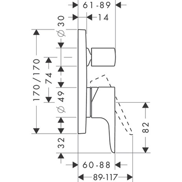 Hansgrohe Wannenmischer Unterputz AXOR Citterio M Fertigset chrom